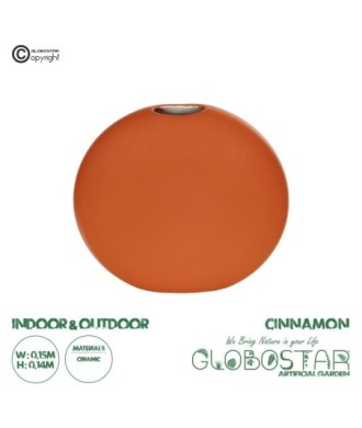 GloboStar® Artificial Garden CINNAMON 21291 Διακοσμητικό Κεραμικό Βάζo Πορτοκαλί Π15 x Μ15 x Υ14cm